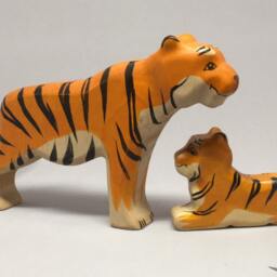 Toy Tiger Baby Woodencolurful Orange Black Stripes Lying Size 7, 0 X 6, 0 2, 0 cm - Bxhxs Approx. 33, 0 Gr - thumbnail 3
