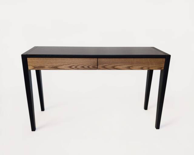 Solid Oak Console Table Black Painted Desk With Soft-Close Drawers - image 1