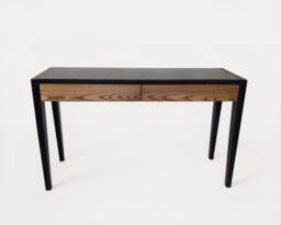 Solid Oak Console Table Black Painted Desk With Soft-Close Drawers - thumbnail 1