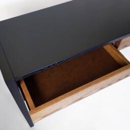 Solid Oak Console Table Black Painted Desk With Soft-Close Drawers - thumbnail 4