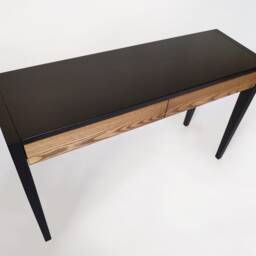 Solid Oak Console Table Black Painted Desk With Soft-Close Drawers - thumbnail 3