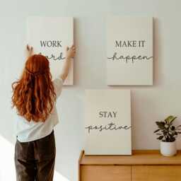 Canvas Art Set Of 3 - Minimalist Motivational Quotes That Inspire, White Wall Print, Sentences Decor - thumbnail 1