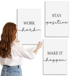 Canvas Art Set Of 3 - Minimalist Motivational Quotes That Inspire, White Wall Print, Sentences Decor - thumbnail 3