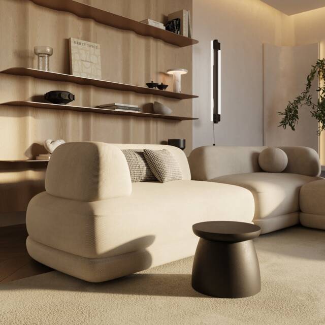 Japandi Black Coffee Table Modern Round Side Table - image 1