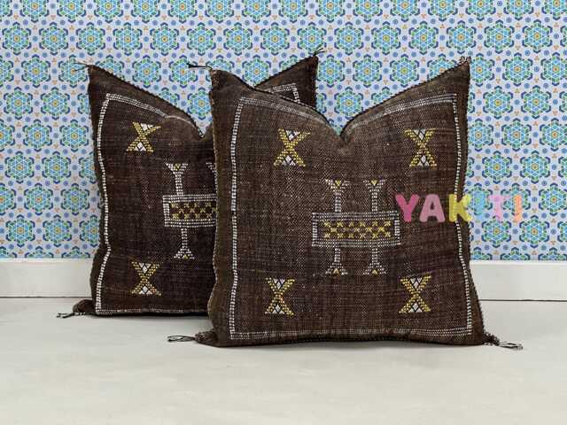 Yakiti-Square Moroccan Pillows 20x20, Aka Cactus Silk Pillow, Decorative Pillows, Sabra Pillows, Decor Designer Cactus Silk - image 1