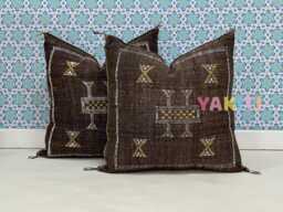 Yakiti-Square Moroccan Pillows 20x20, Aka Cactus Silk Pillow, Decorative Pillows, Sabra Pillows, Decor Designer Cactus Silk - thumbnail 1