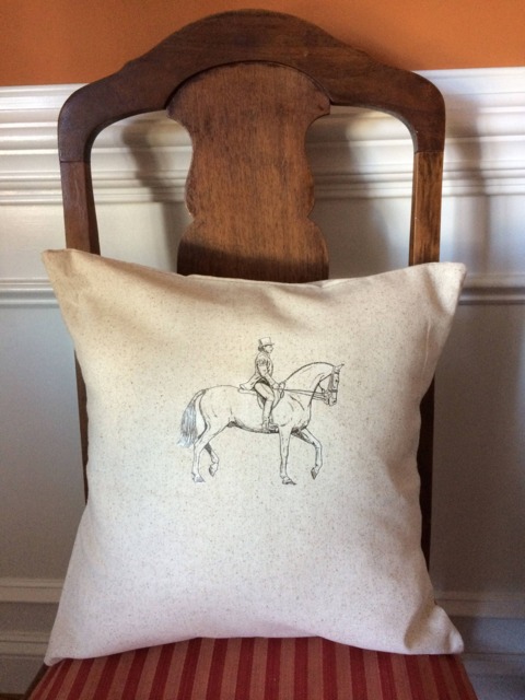 Equestrian Natural Dressage Imaged Pillow Horse Birthday Valentines Day Christmas House Warming Wedding Nursery Gift - image 1