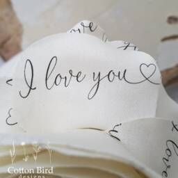 Rose Long Stem Flower, 2nd Wedding Anniversary Gift Of Cotton, Choose Colour, Printed Wording I Love You, Art Sculpture, Vase Not Included - thumbnail 2