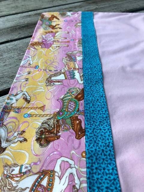 Carousel Print Pillowcase Pink Cotton Standard Size - image 1