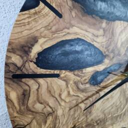 Custom Live Edge Olive Wood Wall Clock Modern Resin Decor - thumbnail 4