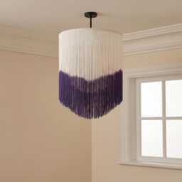 White Purple Tassel String Pendant Light Shade - 30cm Two Tone Modern Hanging Lamp