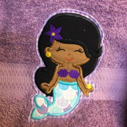 Embroidered Mermaid Bath Towel, Personalized Cotton Girl's Towel - thumbnail 2