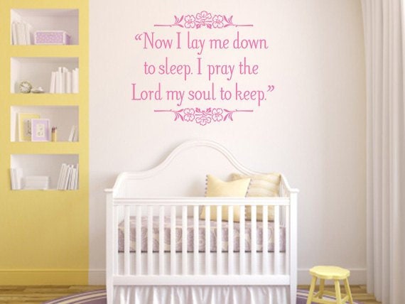 Girls Room Decal. Now I Lay Me Down To Sleep, # 040 Baby Wall Decals Boys Room Decals, Bedroom Baby Vinyl, Kids Decal - image 1