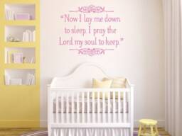 Girls Room Decal. Now I Lay Me Down To Sleep, # 040 Baby Wall Decals Boys Room Decals, Bedroom Baby Vinyl, Kids Decal - thumbnail 1