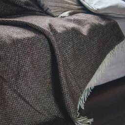 Personalized Brown Wool Throw Blanket Chevron Pattern, Monogram Gift - thumbnail 2