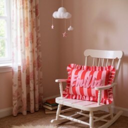 Personalized Ruffle Cushion Handmade Punch Needle Boho Nursery Decor - thumbnail 4