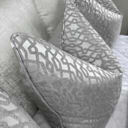 Silver Geometric Cushion Cover Luxury Self-Piped Euro Sham - thumbnail 3