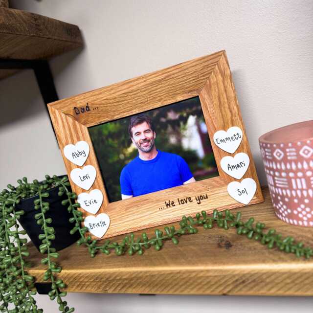 "Dad Photo Frame - Personalised Solid Oak Wooden Father's Day Birthday Gift Sizes 6x4""/7x5" - image 1