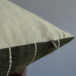 Handmade Hmong Textile Pillow Cover Olive Green Bohemian Decor - thumbnail 3