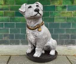 Outdoor Jack Terrier Statue Large Russel Dog Sculpture Concrete Pet Cement Animal Ornament Handmade Decoration Dog Lover Gift - thumbnail 1