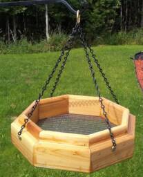 Small Hanging Octagon Platform Bird Or Squirrel Feeder Cedar Wood Tbnup #1Sm