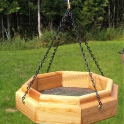 Small Hanging Octagon Platform Bird Or Squirrel Feeder Cedar Wood Tbnup #1Sm - thumbnail 3