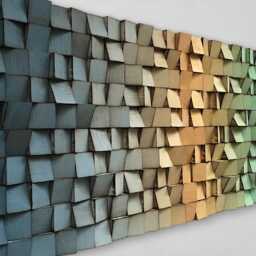 Wood Wall Art - Handmade Sound Diffuser Blue Gold Green Decor - thumbnail 2