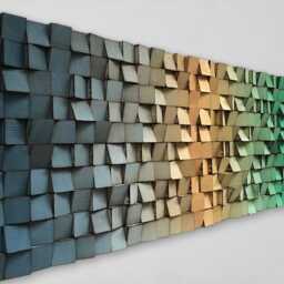 Wood Wall Art - Handmade Sound Diffuser Blue Gold Green Decor - thumbnail 3