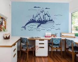 Whale Mountain Nursery Decal, Ocean Theme Wall Art - thumbnail 1
