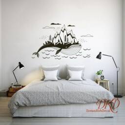 Whale Mountain Nursery Decal, Ocean Theme Wall Art - thumbnail 2