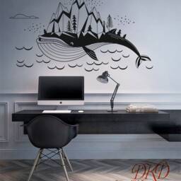 Whale Mountain Nursery Decal, Ocean Theme Wall Art - thumbnail 3