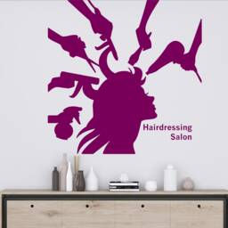 Hair Salon Wall Decal Stylist Tools, Beauty Decor 006Re - thumbnail 3