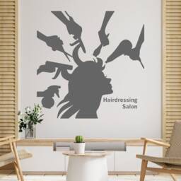 Hair Salon Wall Decal Stylist Tools, Beauty Decor 006Re - thumbnail 2