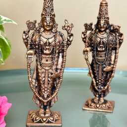 Copper Lord Tirupati Balaji Statue Miniature For Home Temple Srinivasa Govinda Venkateswara Idol Car Decor Vishnu Statue Gifts - thumbnail 3