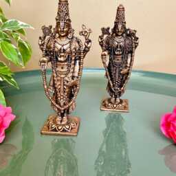 Copper Lord Tirupati Balaji Statue Miniature For Home Temple Srinivasa Govinda Venkateswara Idol Car Decor Vishnu Statue Gifts - thumbnail 2