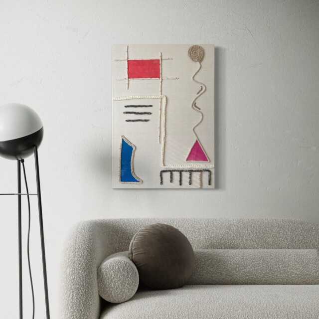 Abstract Fiber Art Wall Hanging Modern Embroidered Tapestry - 20x28 Inch - 50x70 cm - image 1