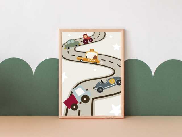 Bold Vehicle & Transport Road Print. Perfect Wall Art For A Nursery, Bedroom Or Playroom - Print Only - image 1