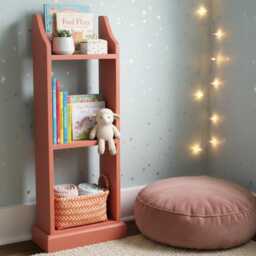 Freestanding Wooden Bookcase 3-Tier Pine Shelf, Assembled - thumbnail 2
