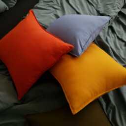 Handmade Linen Throw Pillow Cover, Burnt Orange, Square & Rectangle - thumbnail 4