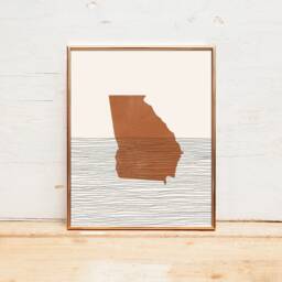 Georgia Boho Decor - Mid Century Wall Art, Minimalist Art & Abstract Print, State Map Print - thumbnail 3