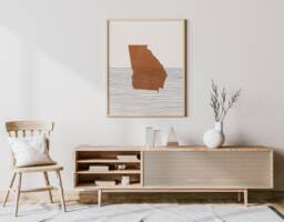 Georgia Boho Decor - Mid Century Wall Art, Minimalist Art & Abstract Print, State Map Print - thumbnail 1
