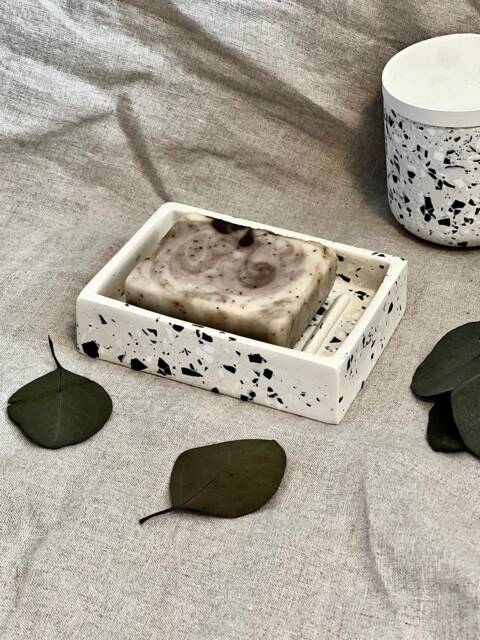 Handmade Terrazzo Jesmonite Soap Dish Modern Bathroom Storage - image 1