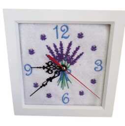 Embroidered Lavender Clock. - Silent - thumbnail 1