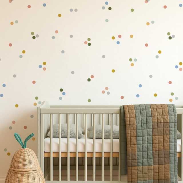 Nature Inspired Polka Dot Wall Stickers - Decals For Kids PVC-Free, No Odour Reusable Peel & Stick Fabric - image 1