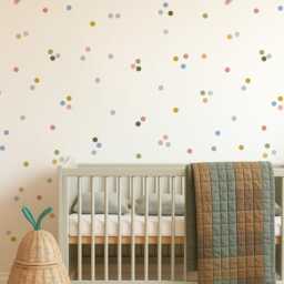 Nature Inspired Polka Dot Wall Stickers - Decals For Kids PVC-Free, No Odour Reusable Peel & Stick Fabric