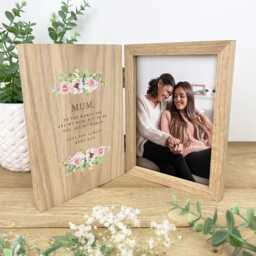 Personalised Pink Floral Wooden Photo Frame - Mother's Day Gift