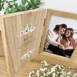Personalised Pink Floral Wooden Photo Frame - Mother's Day Gift - thumbnail 2