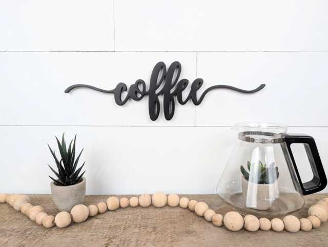 Rustic Coffee Bar Wood Cutout Sign - Farmhouse Kitchen Wall Art Decor For Home Nook - image 1