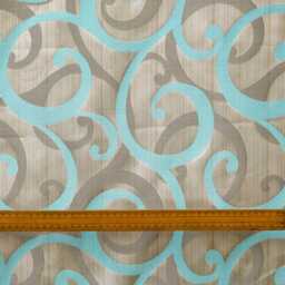 Aqua Scrolls Jacquard Weave Curtain Panels - Rod Pocket, Grommet, Box Pleat, Three Pinch Tab Top & Plain Ring Top - thumbnail 4