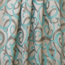 Aqua Scrolls Jacquard Weave Curtain Panels - Rod Pocket, Grommet, Box Pleat, Three Pinch Tab Top & Plain Ring Top - thumbnail 3